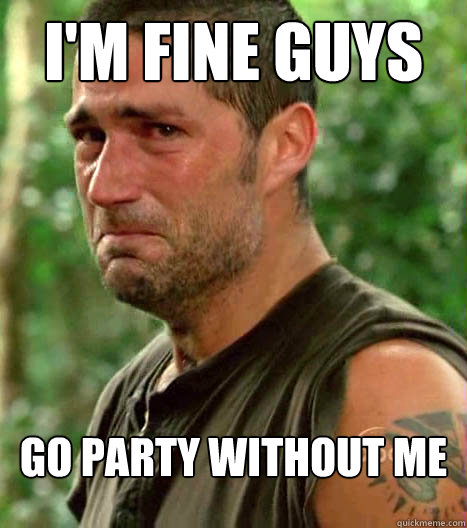 i'm fine guys go party without me - i'm fine guys go party without me  me, an engineering student, to my friends on a Saturday night