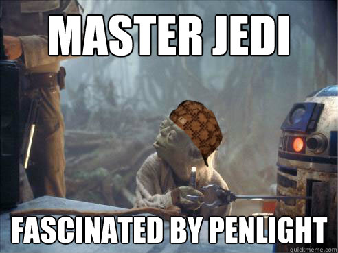 Master Jedi fascinated by penlight - Master Jedi fascinated by penlight  Scumbag Yoda