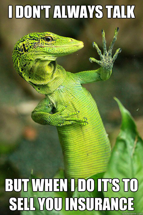 I Don't always talk But when i do it's to sell you insurance  Most Interesting Lizard
