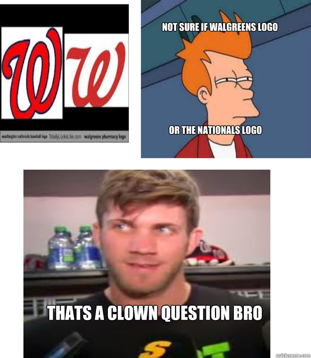 Not sure if walgreens logo or the nationals logo Thats a clown question bro  Walgreens Clown Question