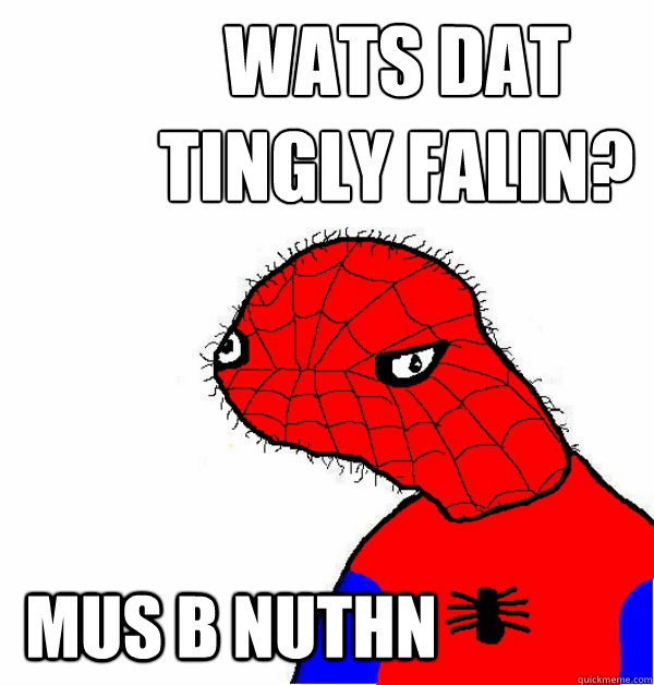 wats dat
tingly falin? mus b nuthn - wats dat
tingly falin? mus b nuthn  Spoderman