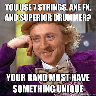 You use 7 strings, Axe FX, and Superior Drummer? Your band must have something unique  Condescending Wonka