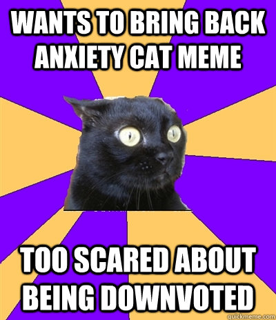 wants to bring back anxiety cat meme too scared about being downvoted - wants to bring back anxiety cat meme too scared about being downvoted  Anxiety Cat