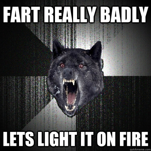 Fart really badly Lets Light It on Fire  Insanity Wolf
