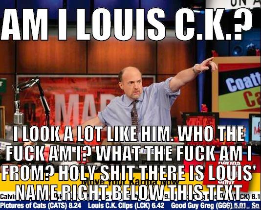 AM I LOUIS C.K.?  I LOOK A LOT LIKE HIM. WHO THE FUCK AM I? WHAT THE FUCK AM I FROM? HOLY SHIT THERE IS LOUIS' NAME RIGHT BELOW THIS TEXT Mad Karma with Jim Cramer
