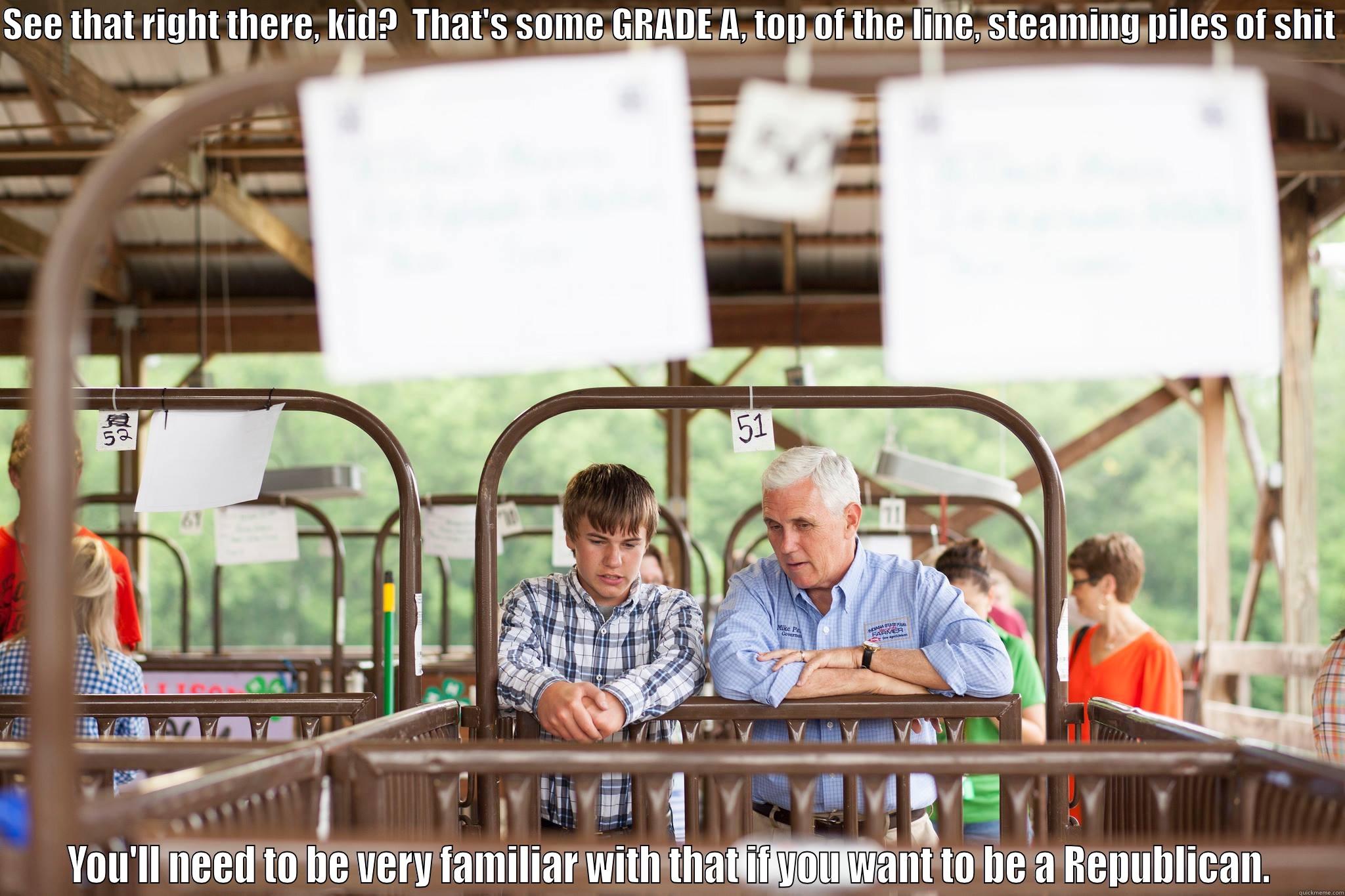 SEE THAT RIGHT THERE, KID?  THAT'S SOME GRADE A, TOP OF THE LINE, STEAMING PILES OF SHIT  YOU'LL NEED TO BE VERY FAMILIAR WITH THAT IF YOU WANT TO BE A REPUBLICAN. Misc