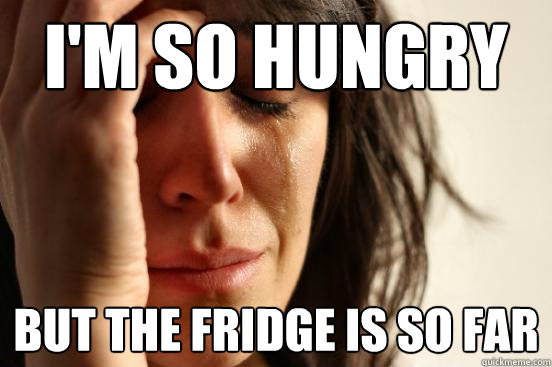 I'm so hungry but the fridge is so far  First World Problems