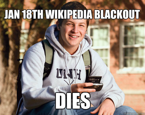 jan 18th wikipedia blackout DIES  College Freshman