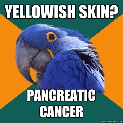 Yellowish skin? Pancreatic cancer  Paranoid Parrot