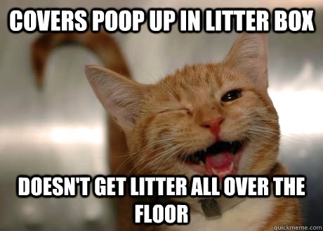 covers poop up in litter box  doesn't get litter all over the floor  