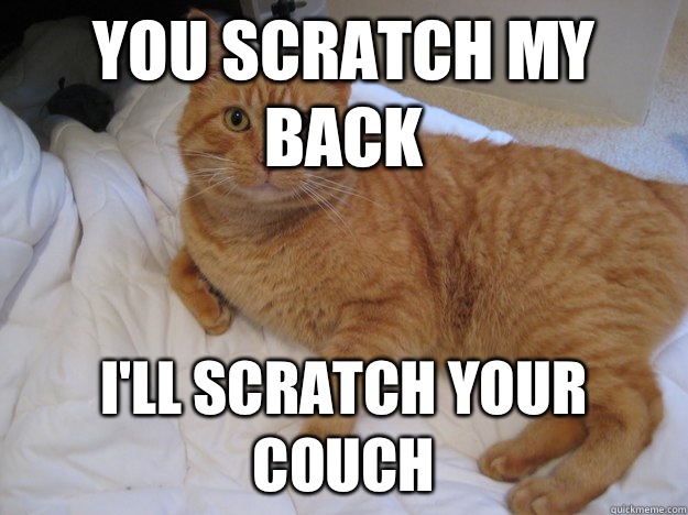 YOU SCRATCH MY BACK I'll scratch your couch  