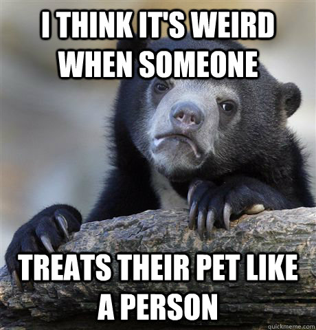 I think it's weird when someone treats their pet like a person  Confession Bear