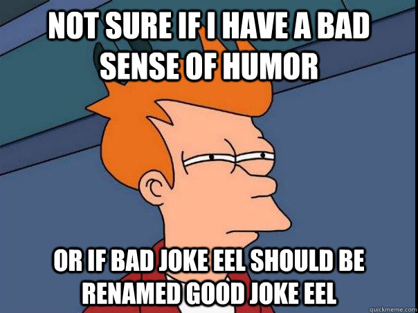Not sure if I have a bad sense of humor Or if Bad Joke Eel should be renamed Good Joke Eel  Futurama Fry