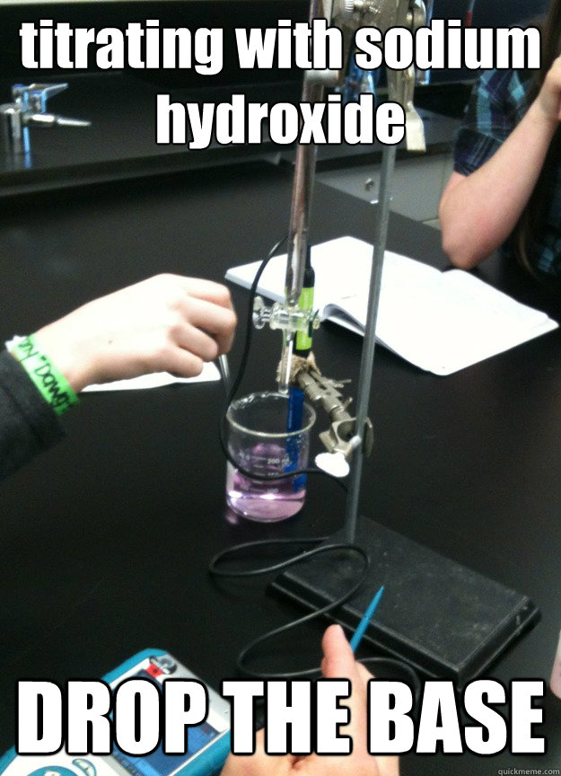 titrating with sodium hydroxide DROP THE BASE  Titration