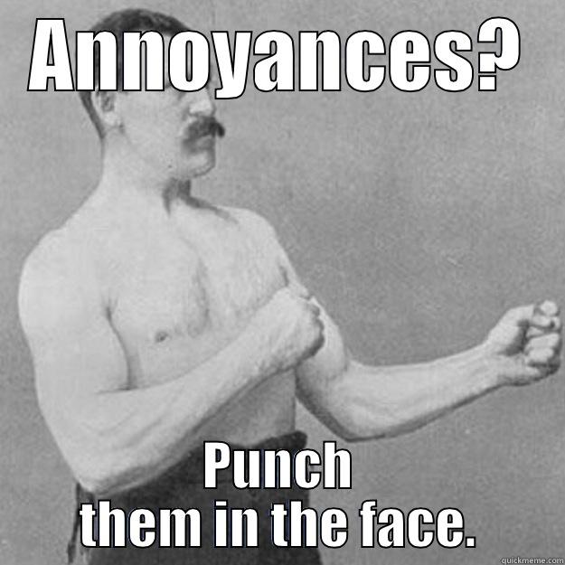 ANNOYANCES? PUNCH THEM IN THE FACE. overly manly man