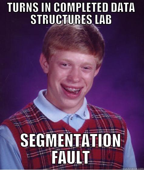 ALWAYS A BUTE - TURNS IN COMPLETED DATA STRUCTURES LAB SEGMENTATION FAULT Bad Luck Brian