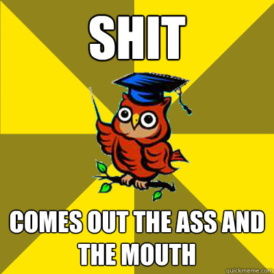 shit comes out the ass and the mouth  Observational Owl