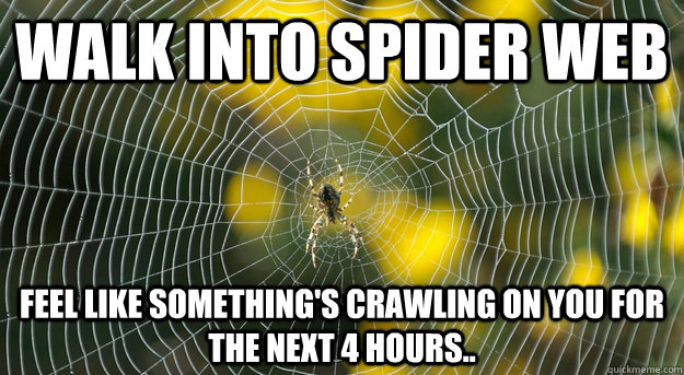 Walk into spider web feel like something's crawling on you for the next 4 hours..  