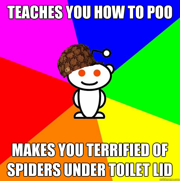 teaches you how to poo makes you terrified of spiders under toilet lid - teaches you how to poo makes you terrified of spiders under toilet lid  Scumbag Redditor