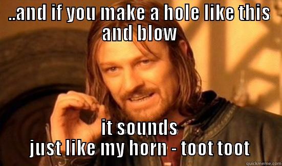 ..AND IF YOU MAKE A HOLE LIKE THIS AND BLOW IT SOUNDS JUST LIKE MY HORN - TOOT TOOT Boromir