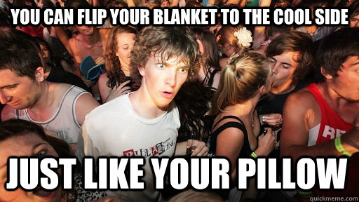 You can flip your blanket to the cool side Just like your pillow - You can flip your blanket to the cool side Just like your pillow  Sudden Clarity Clarence