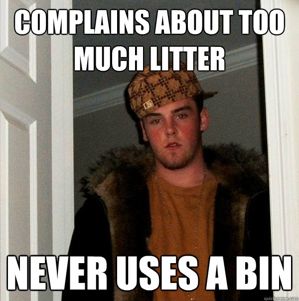 complains about too much litter never uses a bin  Scumbag Steve