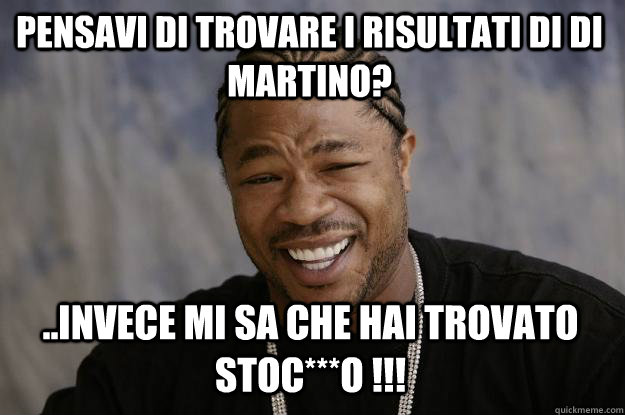 PENSAVI DI TROVARE I RISULTATI DI DI MARTINO? ..INVECE MI SA CHE HAI TROVATO STOC***O !!! - PENSAVI DI TROVARE I RISULTATI DI DI MARTINO? ..INVECE MI SA CHE HAI TROVATO STOC***O !!!  Xzibit meme