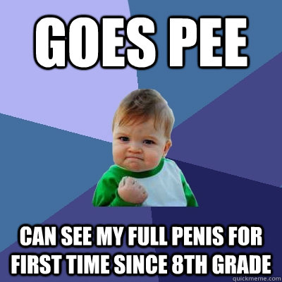 Goes pee Can see my full penis for first time since 8th grade - Goes pee Can see my full penis for first time since 8th grade  Success Kid