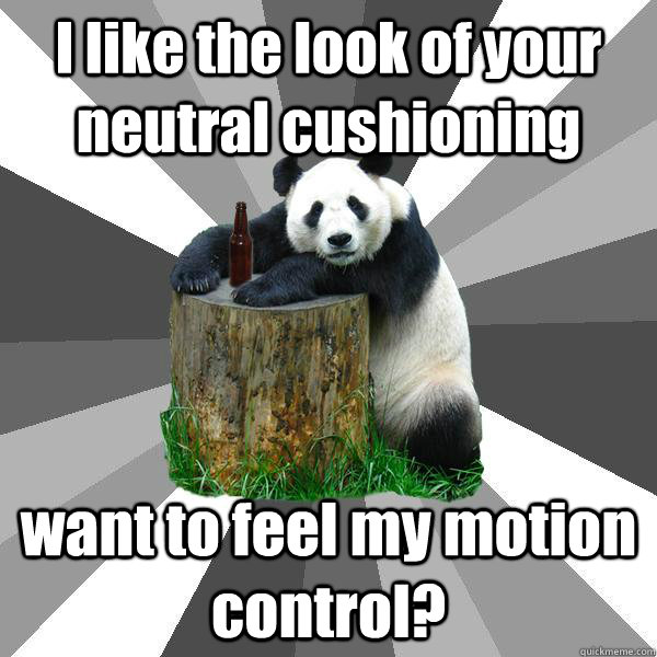 I like the look of your neutral cushioning want to feel my motion control? - I like the look of your neutral cushioning want to feel my motion control?  Pickup-Line Panda