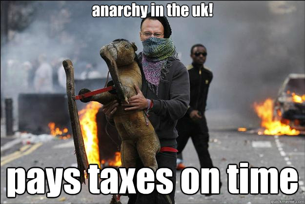 anarchy in the uk! pays taxes on time  Hipster Rioter
