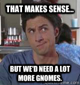 That makes sense... But we'd need a lot more gnomes. - That makes sense... But we'd need a lot more gnomes.  JD Gnome