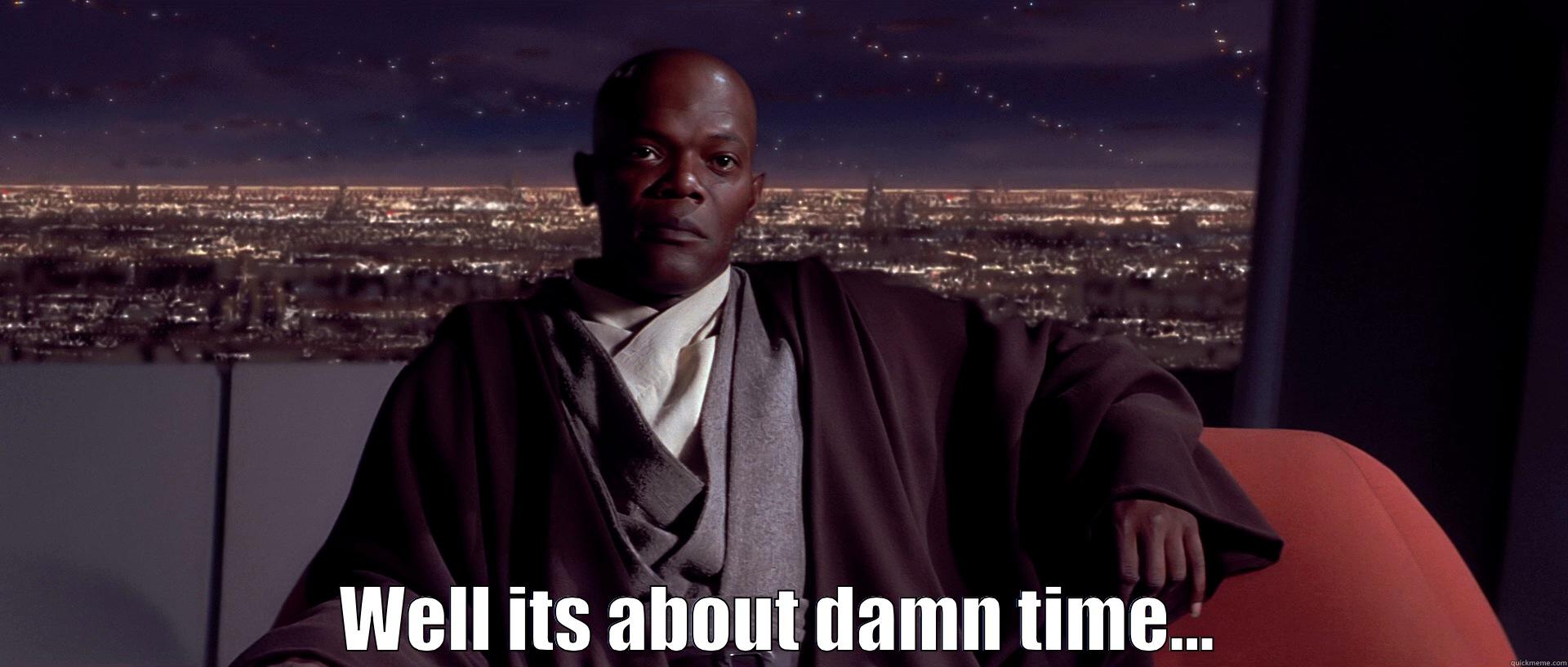 Mace Windu meme -  WELL ITS ABOUT DAMN TIME... Misc