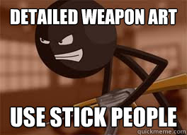 detailed weapon art use stick people  