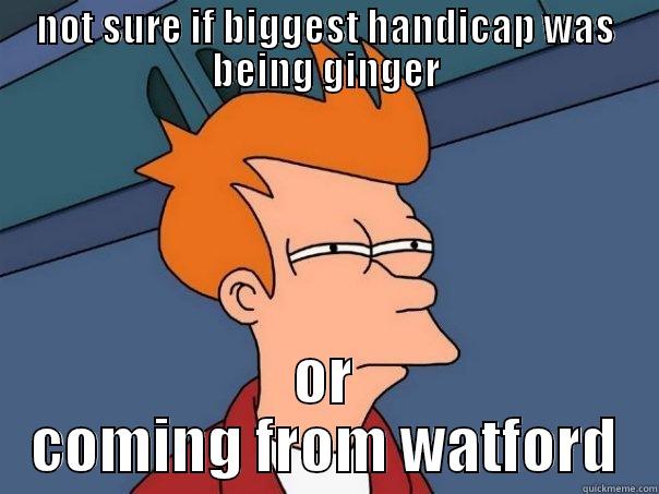 NOT SURE IF BIGGEST HANDICAP WAS BEING GINGER OR COMING FROM WATFORD Futurama Fry