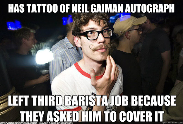 Has tattoo of Neil Gaiman autograph left third barista job because they asked him to cover it  