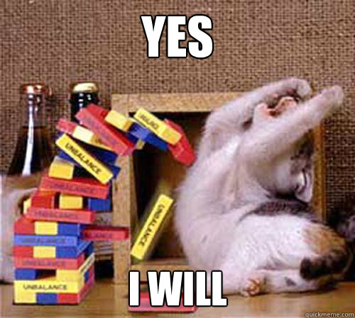Yes I will  Jenga Cat