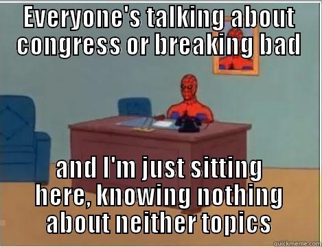 EVERYONE'S TALKING ABOUT CONGRESS OR BREAKING BAD AND I'M JUST SITTING HERE, KNOWING NOTHING ABOUT NEITHER TOPICS Spiderman Desk