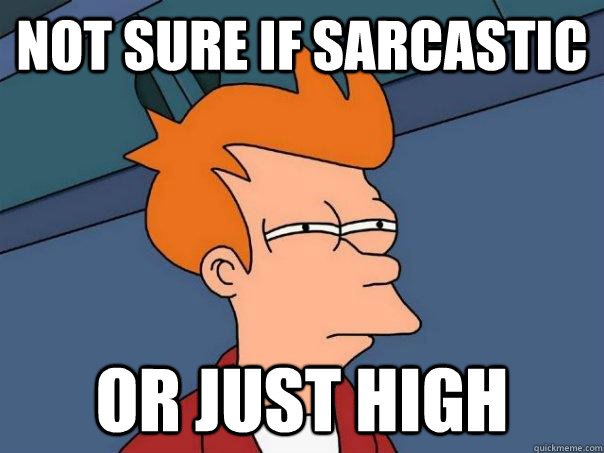 Not sure if sarcastic or just high  Futurama Fry