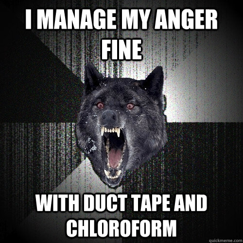I MANAGE my anger fine with duct tape and chloroform  Insanity Wolf