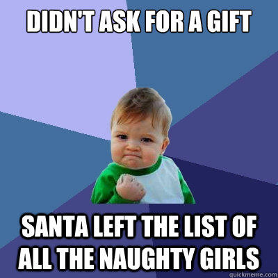 Didn't ask for a gift Santa left the list of all the naughty girls  - Didn't ask for a gift Santa left the list of all the naughty girls   Success Kid