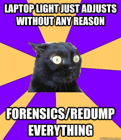 LAptop LIGHT just adjusts without any reason forensics/redump EVERYTHING - LAptop LIGHT just adjusts without any reason forensics/redump EVERYTHING  Anxiety Cat