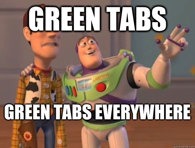 Green tabs Green tabs everywhere   Buzz Lightyear