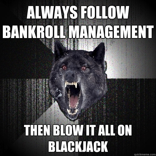 always follow bankroll management then blow it all on blackjack  Insanity Wolf
