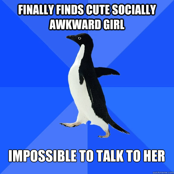 Finally finds cute socially awkward girl Impossible to talk to her  Socially Awkward Penguin