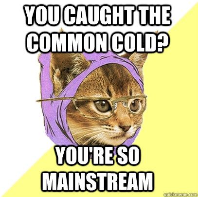 You caught the common cold? You're so mainstream  Hipster Kitty