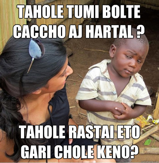 Tahole tumi bolte caccho aj HARTAL ? Tahole rastai eto gari chole keno?  Skeptical Third World Kid