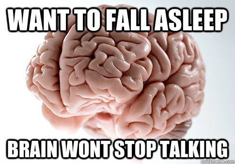 want to fall asleep brain wont stop talking - want to fall asleep brain wont stop talking  Scumbag Brain