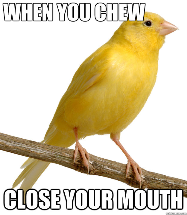 When you chew close your mouth - When you chew close your mouth  Common Sense Canary