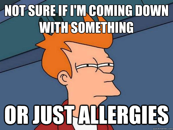 Not sure if I'm coming down with something
 or just allergies  Futurama Fry