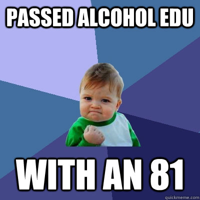 Passed Alcohol Edu with an 81  Success Kid